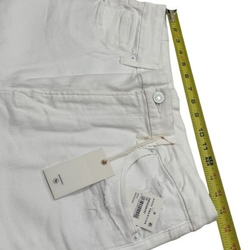 NEW Good American Good Waist Crop White Distressed Jeans Size 15 - Picture 8 of 10