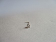 Sterling Silver Nose Stud L shape 2mm stone 22 G round shape body piercing