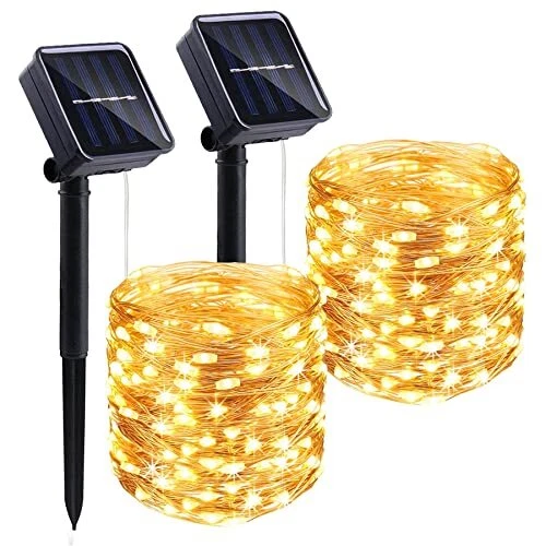 2 Pack 100LED Solar String Lights Outdoor Fairy Lights Yard Lawn Decoration