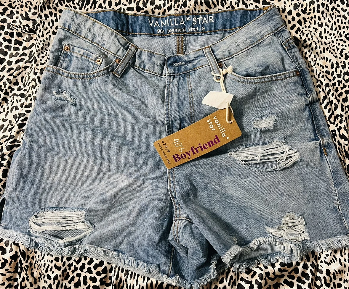 VANILLA STAR REAL CHEEKY SUPER HIGH RISE DENIM SHORTS SZ 9 29 new