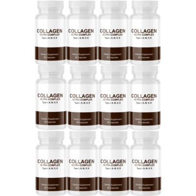 Collagen Ultra Complex Types I, II, III, V & X - 12 Bottles