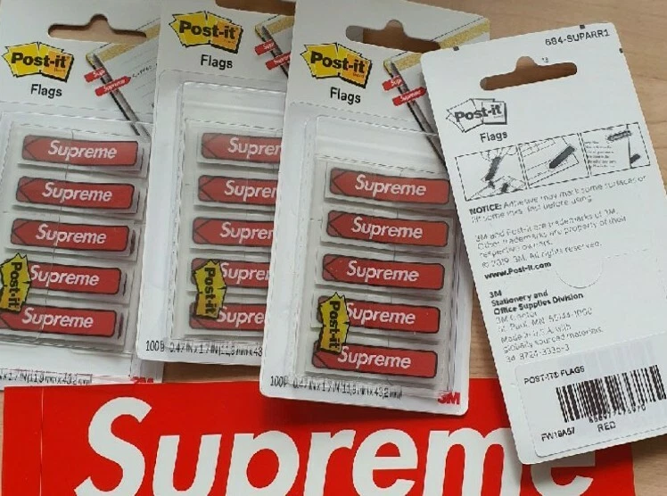 FW19 Supreme Post It Flaggen 3M Reflektierend 4x Packungen Zubehör