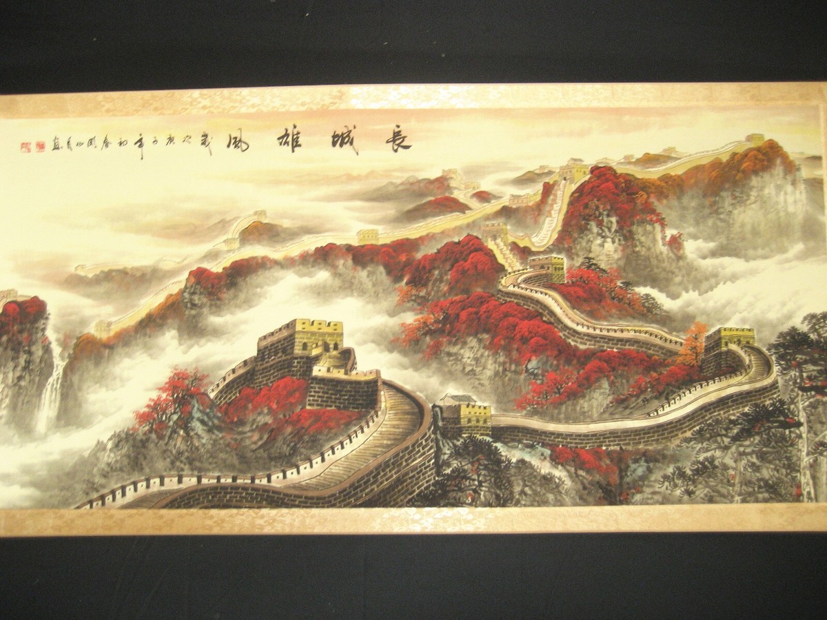 中国絵画　山道　Old Chinese painting Old Chinese Antique Long painting scroll Landscape By Xie