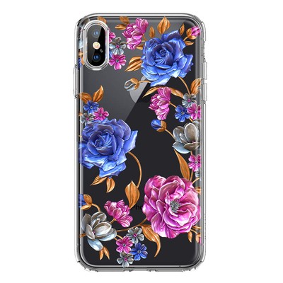 Mundaze Case for Apple iPhone Xs Max Purple Metallic Roses Flowers