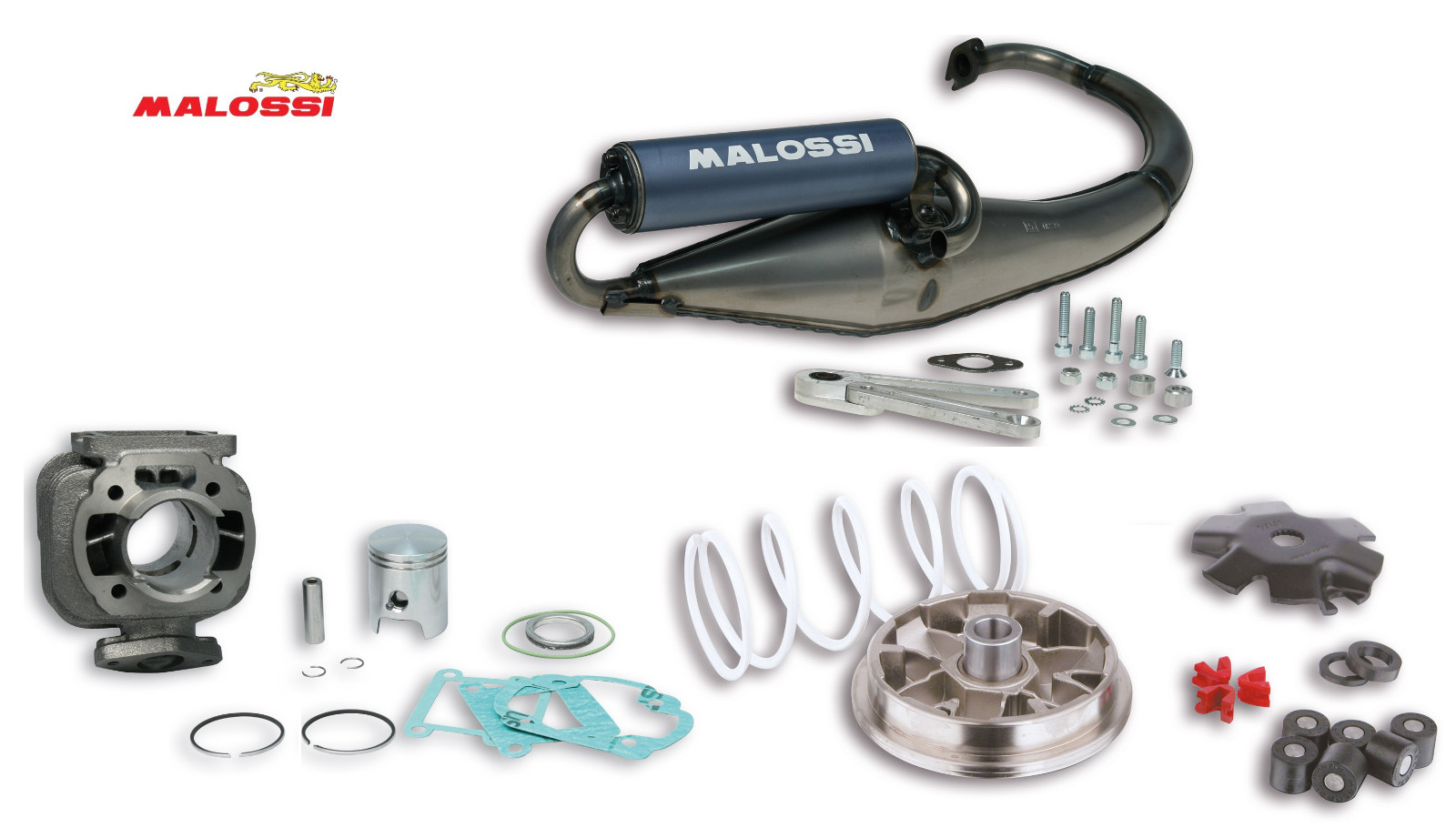 Pack moteur variateur pot d'échappement Flip Malossi Booster Spirit 50cc