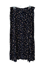 Vintage Navy Blue Floral Midi Skirt Button Front Sag Harbor Petite Medium