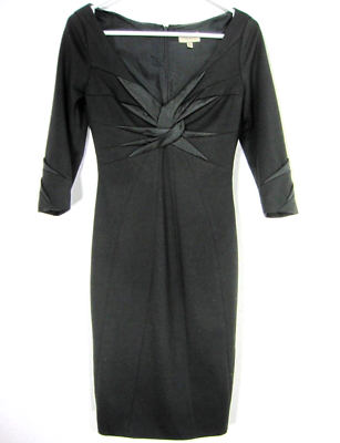 KAREN MILLEN ENGLAND 3/4 SLEEVE SHEATH COCKTAIL DRESS 4 BLACK TWISTED NECK  162 | eBay