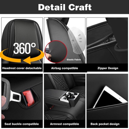 Foneso Car Seat Covers for Truck Chevy Chevrolet Silverado GMC Sierra Leather... - Picture 7 of 8