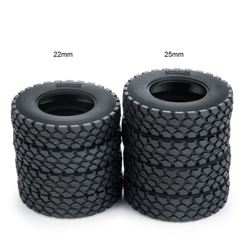 22/25mm Width Front Rear Rubber Tyres Tires for Tamiya 1:14 RC Trailer Tractor - Picture 2 of 14