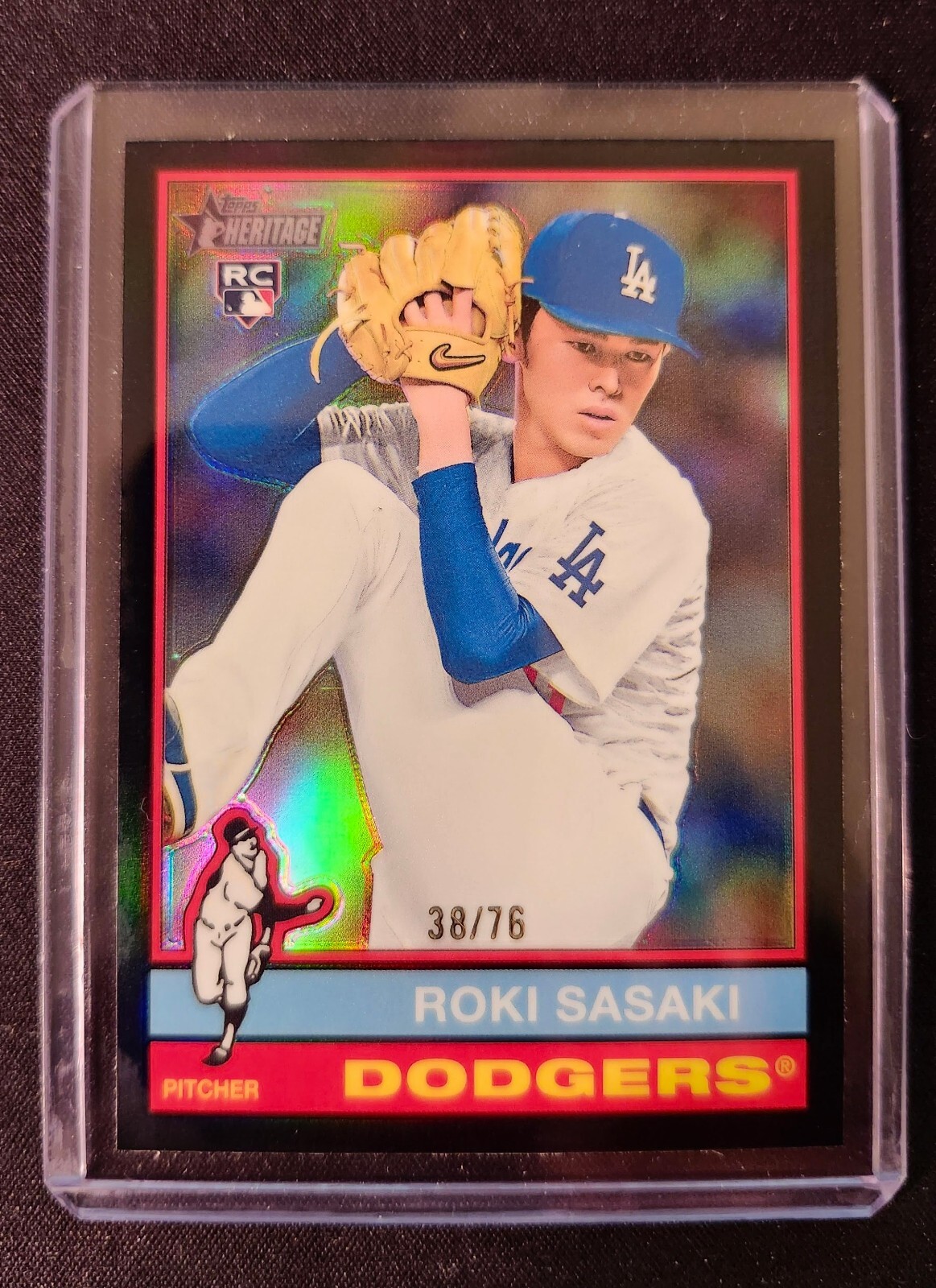 ROKI SASAKI RC 2025 Topps Heritage #224 Dodgers BLACK BORDER CHROME 38/76