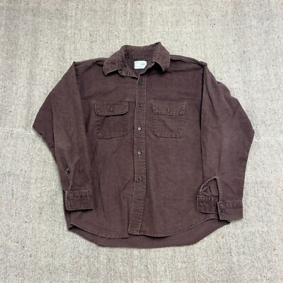 Vintage Sport King Button Up Shirt Mens Large Brown 1970s Chamois