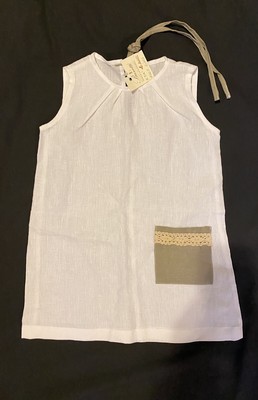 $300 NWT Busatti 2 3 2T 3T Italian Luxury Linen Dress Ivory Rustic Peasant Flax