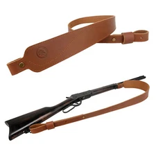 2 Points Leather Rifle Sling / 2 Points Gun Strap Vintage Look Shooting