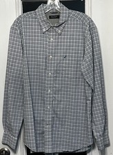 Nautica Shirt Men's L Collared Long Sleeve Dress Button Up Blue Green Black 