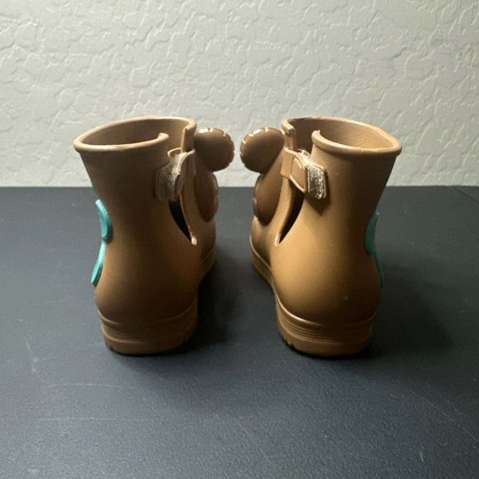 Mini Melissa Jeremy Scott Monkey Rain Boots Shoes Brown Toddler Girls Size 5 - Image 3 of 4