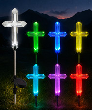Solar Cross Garden Stake, Color Changing LED Pathway Light 1 CROSS