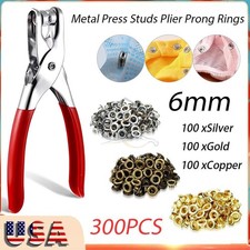 300Pcs Grommet Pliers Tool Kit Punch Hole Eyelet Snap Button Leather Craft 6MM
