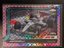 2025 Topps Chrome Formula 1 F1 75 Kimi Antonelli RC Pink Checkerboard Refractor 