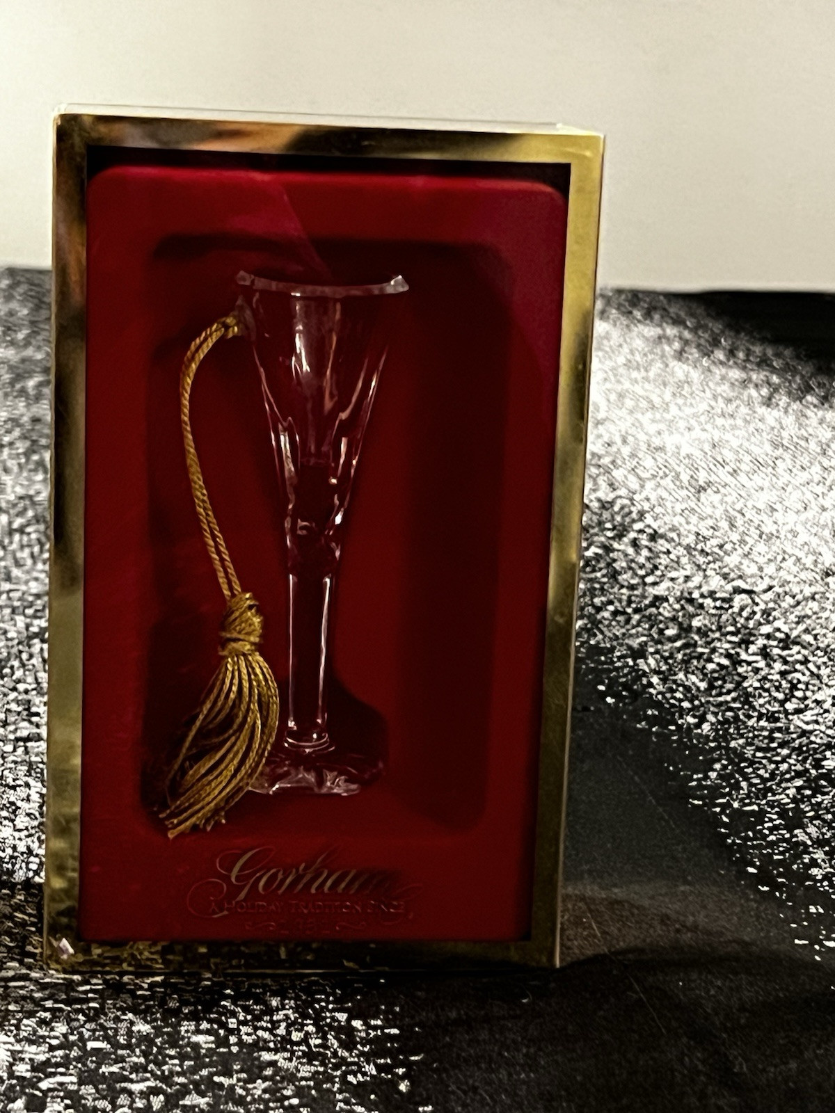 Gorham Lady Anne Mini Crystal Martini Glass Christmas Ornament Germany 2000 New-image