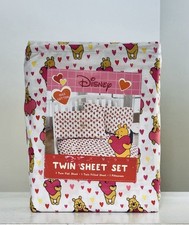 New Disney Winnie The Pooh Twin Sheet Set Hearts. 3 Pieces Included.