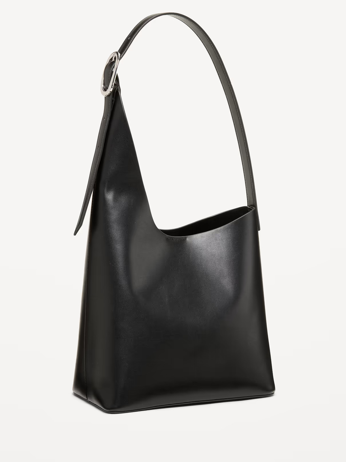 Asymmetrical Structured Tote Bag Black Purse
