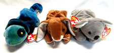 VTG Retired Ty Beanie Babies Mel Koala Ears Bunny Rainbow Iggy LOT of 3