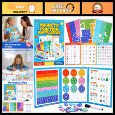 Magnetic Fraction Puzzle - 120 Pcs Math Manipulatives for Kids, Montessori Learn