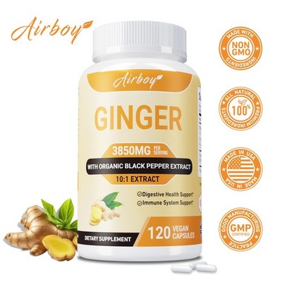 Organic Ginger 3850mg - Digestion, Nausea, Stomach Settler, Non-GMO, Gluten Free