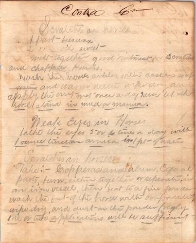 1929 Veterinary Handwritten Notes, Horse Meds, Cures, etc.  # CP 641