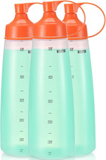 Squeeze Bottles Wide Mouth - Pack of 3 Condiment Bottle Squeeze BPA Free for Chu
