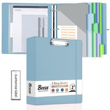 3 Ring Binder with Clipboard,2 Inch Binders with Notepad 5 Dividers with Pock...