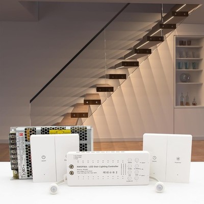 RWOFNIA Motion Sensor LED 12 Stair Lighting Light Kit RW-5620 Warm White 6379E1J