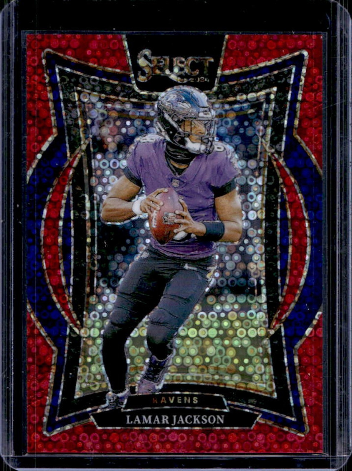 2024 Select Lamar Jackson Concourse Red Disco Prizm #48/49 Ravens