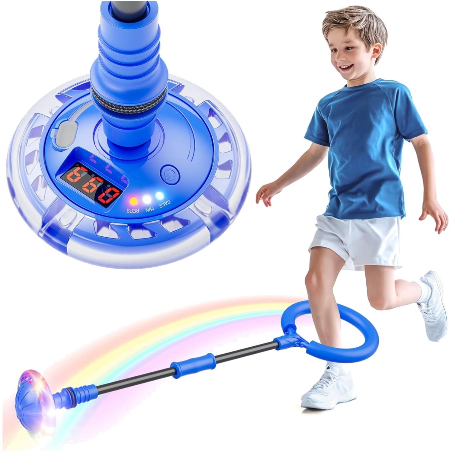 Kinder Blinkender Springring Fußkreisel mit Zähler, Timer, Kalorienzähler Spi...