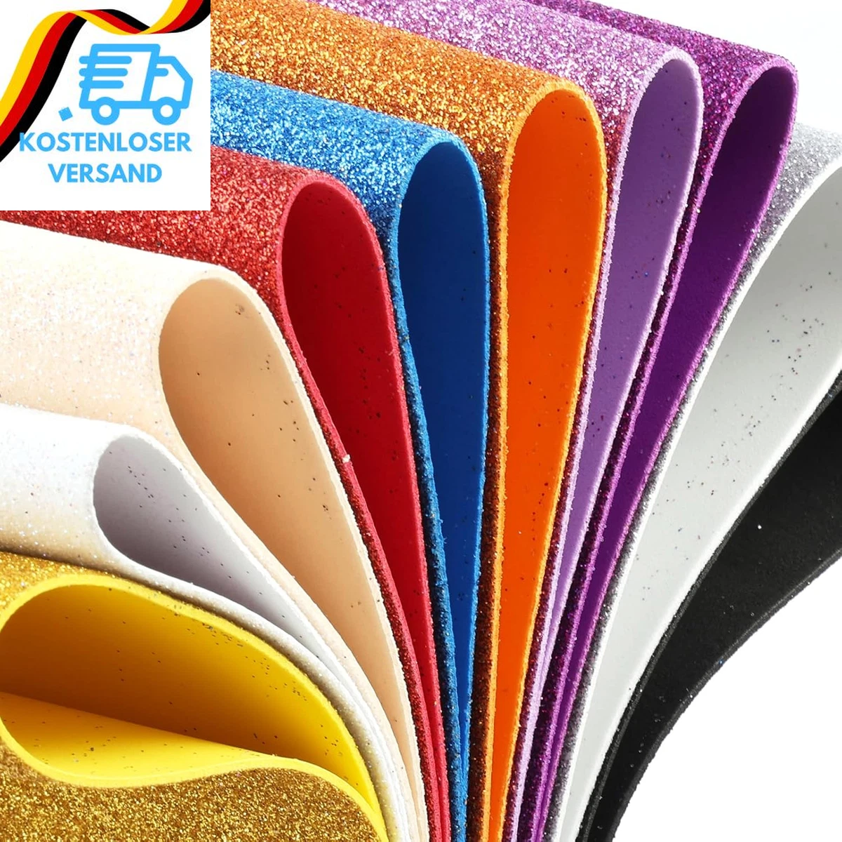 Moosgummi Glitzer Platten 20 Stück A4 2mm 10 Farben Bastelschaum