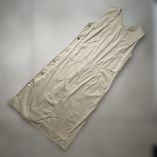 USED CHANEL COTTON SLEEVELESS DRESS, BEIGE, SIZE 38 GOOD