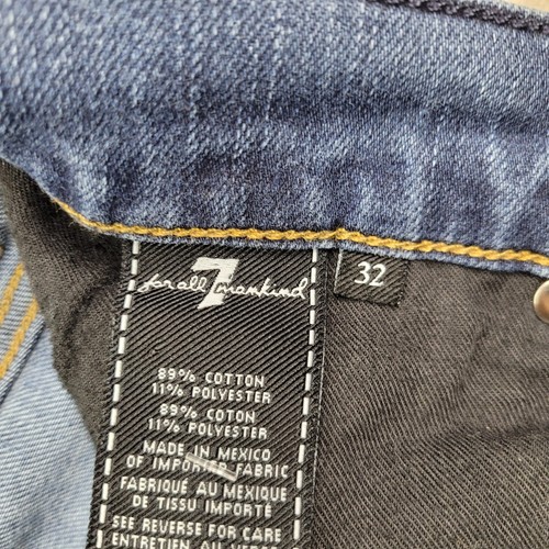 7 For All Mankind Jeans Mens 32x28 Blue Medium Wash Stretch Slimmy - Picture 4 of 12