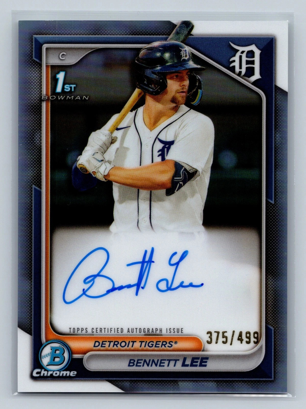 Bennett Lee 2024 Bowman Chrome 1st Refractor Auto /499 #CPA-BL Tigers