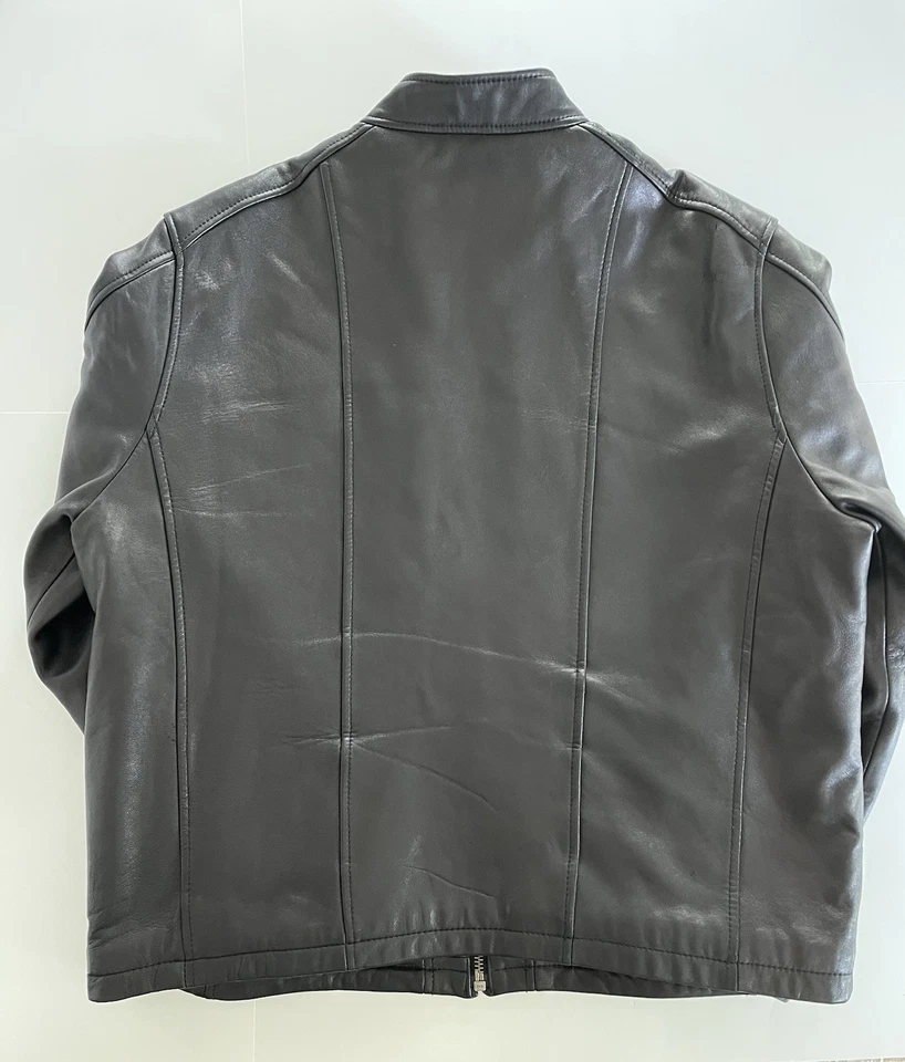 Chaqueta de moto de cuero negra Marc New York By Andrew Marc para hombre talla XL Foto 2 de 4