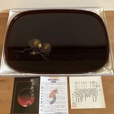 Echizen lacquerware tray with gold pattern