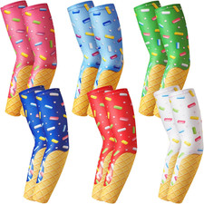 6 Pairs Ice Cream Drip Compression Arm Sleeve Baseball Youth Faith Cross Sun ...