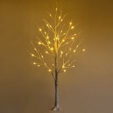 Lighted Twig Birch Tree w/ 48 Warm White LED Fairy Lights for Holiday Decoration