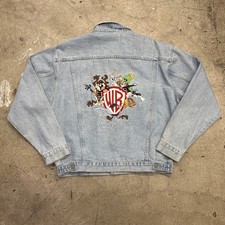 Vintage 90s Looney Tunes Warner Bros Studio Store Denim Jacket Sz Large 26x26