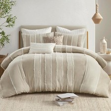 Ink Ivy King Duvet Cover Set Boho Duvet Covers Stripes, Clipped Jacquard, Cotton