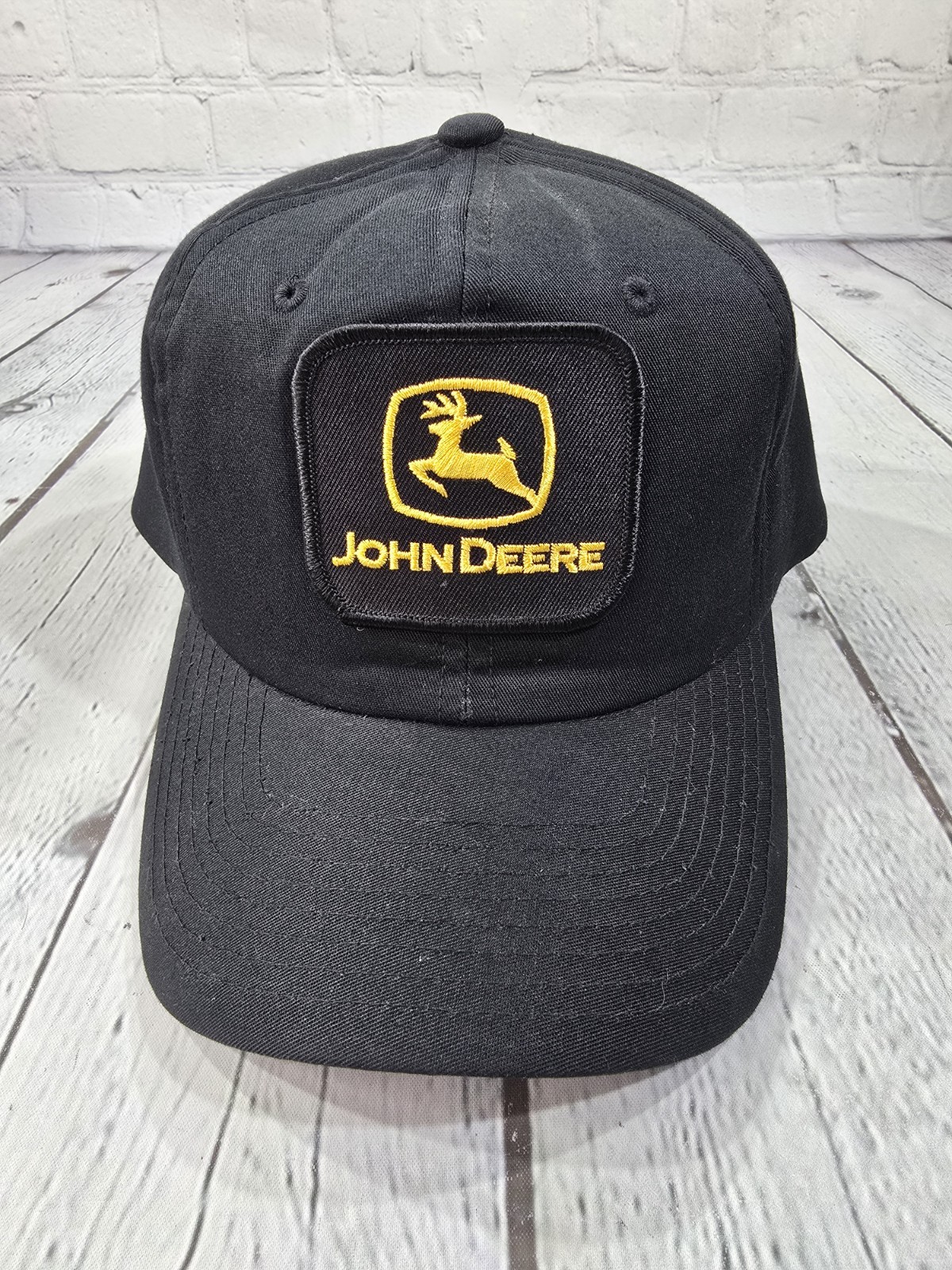 John Deere Black Logo Patch SnapBack Hat Cap Made… - image 1