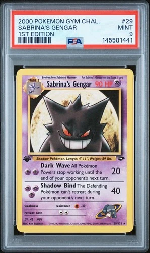 2000 POKEMON GYM CHALLENGE 1ST EDITION #29 SABRINA'S GENGAR PSA 9