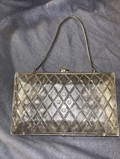 1950's Vintage Clear Lucite Clutch/Purse Bag with Rhinestones