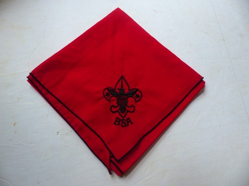 Used Vintage Official Boy Scouts of America BSA Red/Blak Embroidered Neckerchief