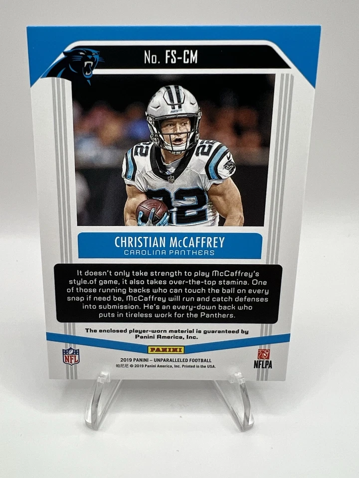 2019 Panini Unparalleled - Feats of Strength Christian McCaffrey #FS-CM (MEM) - Image 2 of 2