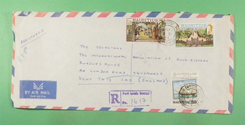 DR WHO 1984 MAURITIUS REGISTERED PORT LOUIS AIRMAIL TO ENGLAND R45908